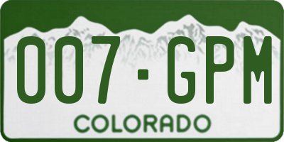 CO license plate 007GPM