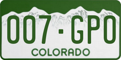 CO license plate 007GPO