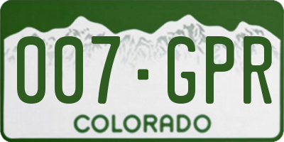 CO license plate 007GPR