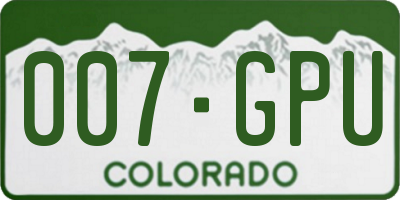 CO license plate 007GPU