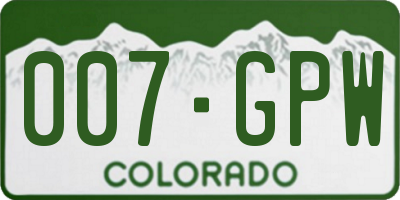 CO license plate 007GPW