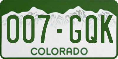 CO license plate 007GQK