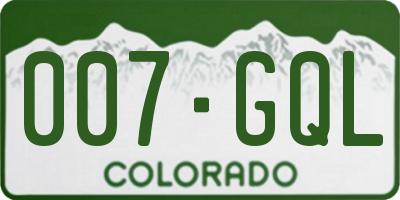 CO license plate 007GQL