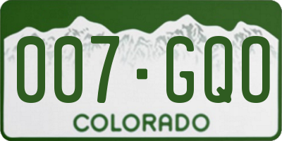 CO license plate 007GQO