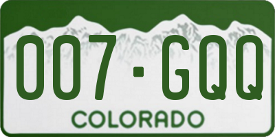 CO license plate 007GQQ