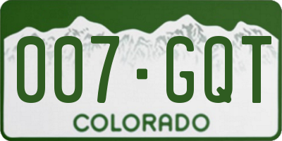 CO license plate 007GQT