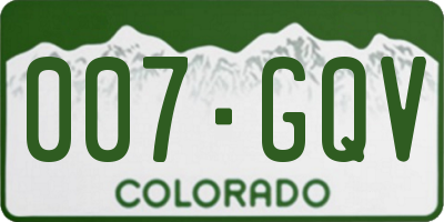 CO license plate 007GQV