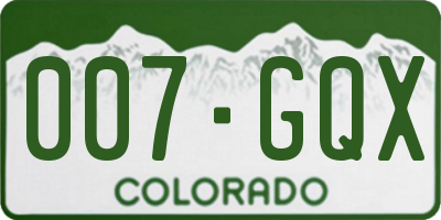 CO license plate 007GQX