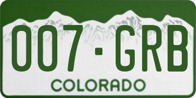 CO license plate 007GRB