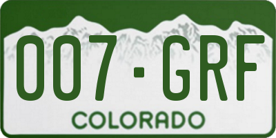 CO license plate 007GRF