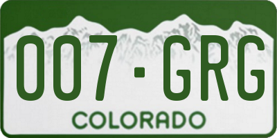 CO license plate 007GRG