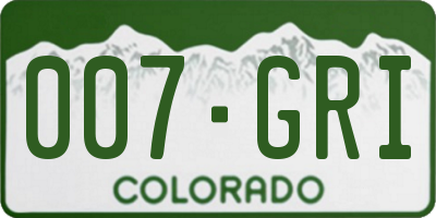 CO license plate 007GRI