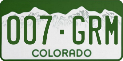 CO license plate 007GRM