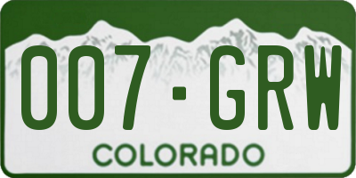 CO license plate 007GRW