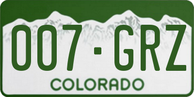 CO license plate 007GRZ