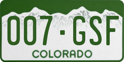 CO license plate 007GSF