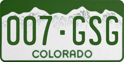 CO license plate 007GSG