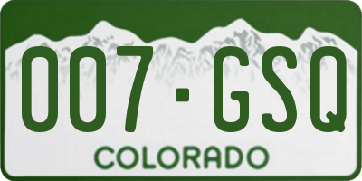 CO license plate 007GSQ