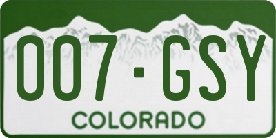 CO license plate 007GSY