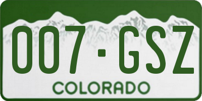 CO license plate 007GSZ
