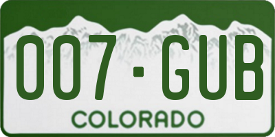 CO license plate 007GUB