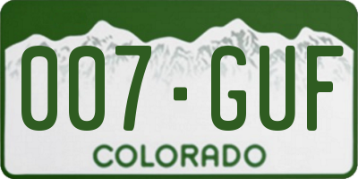 CO license plate 007GUF