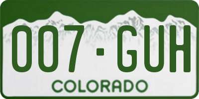 CO license plate 007GUH