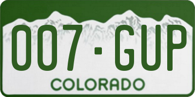 CO license plate 007GUP