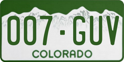 CO license plate 007GUV