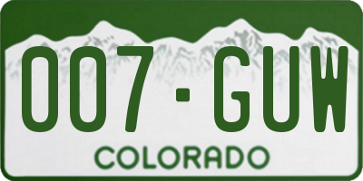 CO license plate 007GUW