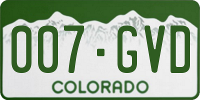 CO license plate 007GVD