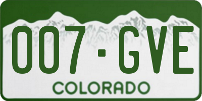 CO license plate 007GVE