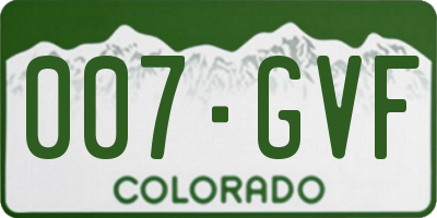 CO license plate 007GVF