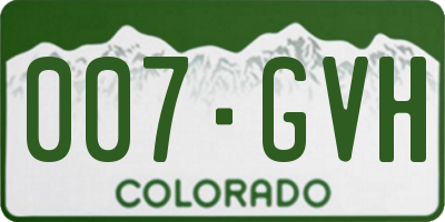 CO license plate 007GVH