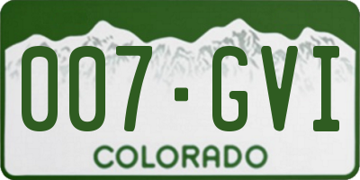 CO license plate 007GVI
