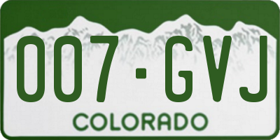 CO license plate 007GVJ