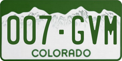 CO license plate 007GVM