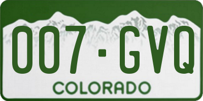 CO license plate 007GVQ