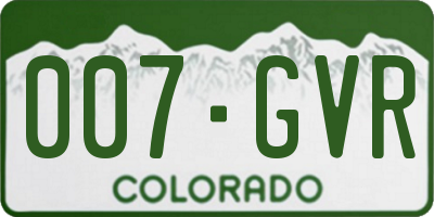 CO license plate 007GVR