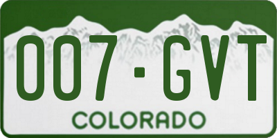 CO license plate 007GVT