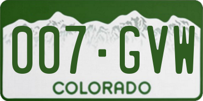 CO license plate 007GVW