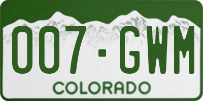 CO license plate 007GWM