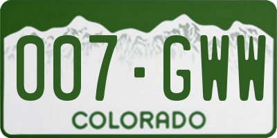 CO license plate 007GWW