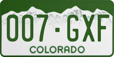 CO license plate 007GXF