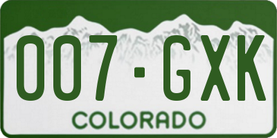 CO license plate 007GXK
