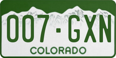 CO license plate 007GXN