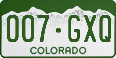 CO license plate 007GXQ