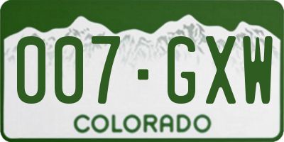 CO license plate 007GXW