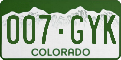 CO license plate 007GYK