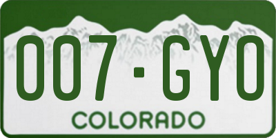 CO license plate 007GYO